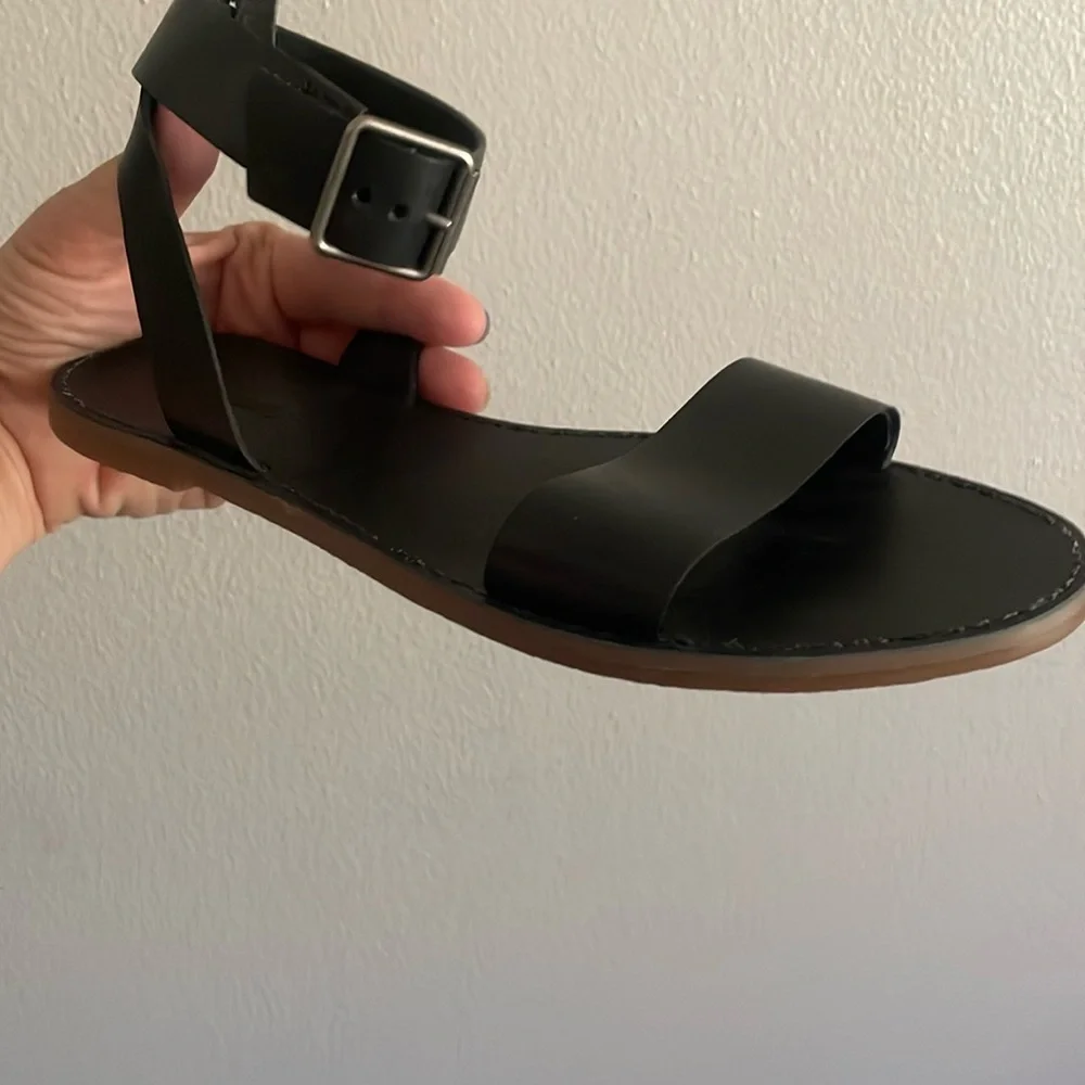 Madewell Women’s The Boardwalk Ankle Strap Black Leather Sandals Size 8.5 - Picture 3 of 11